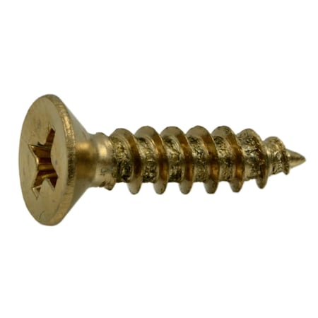 Midwest Fastener Wood Screw, #9, 3/4 in, Plain Brass Flat Head Phillips Drive, 40 PK 69868